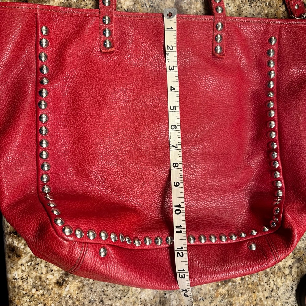 Genuine Leather Gorgeous Italian Red Studded Bag. Purchased in Venice, Italy - Picture 6 of 8